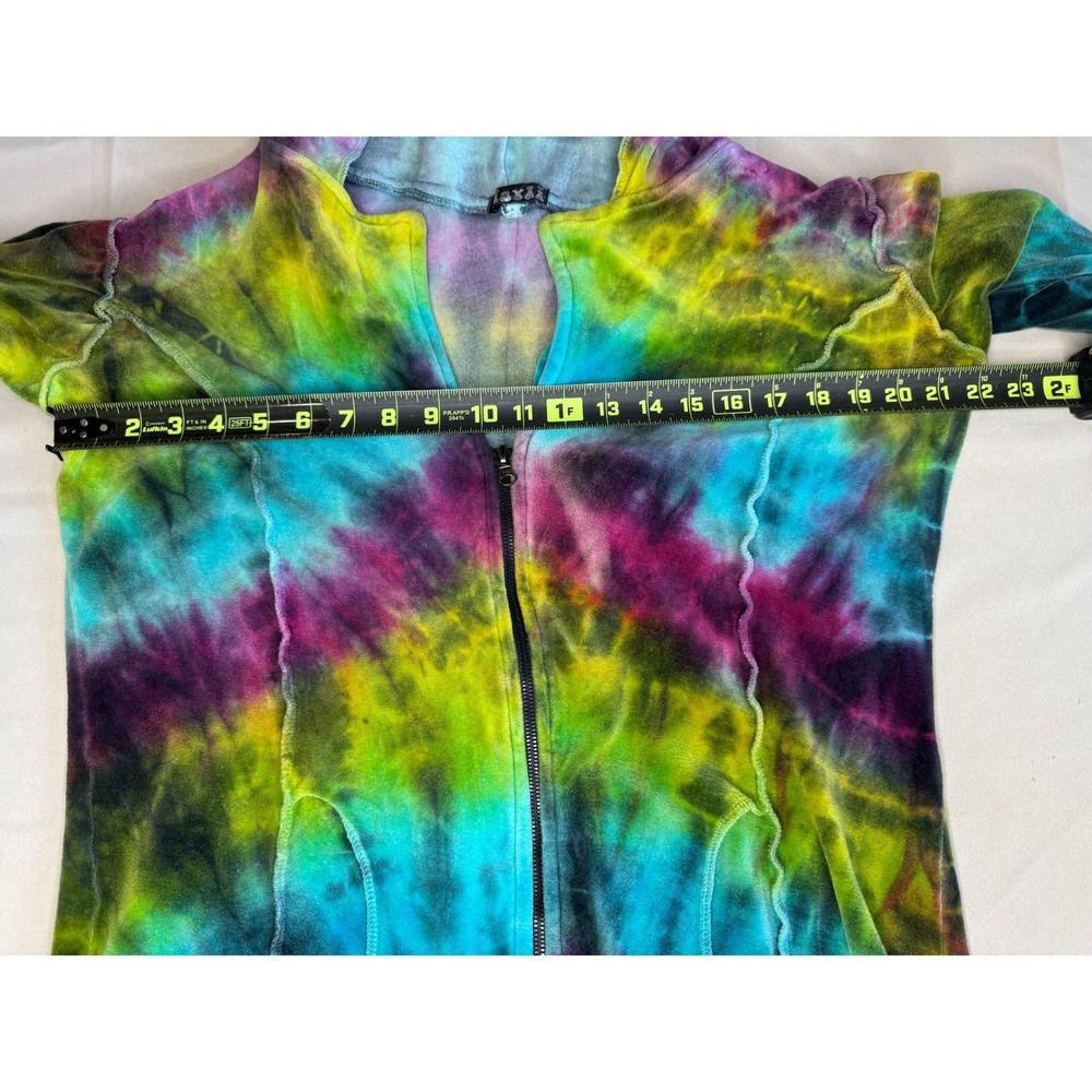 Tie Dye Zip Hoodie Jacket Hippie Festival Grunge Fairycore Y2K Layering Hoodie-S - Picture 8 of 9